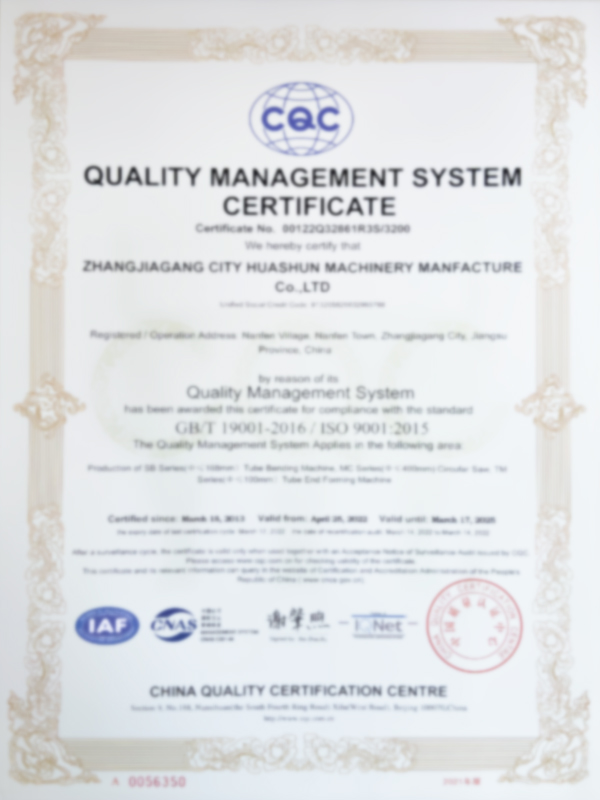 Chứng chỉ hệ thống quản lý chất lượng chỉ thị máy móc